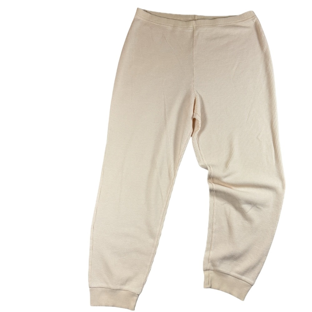 Victoria's Secret Waffle Knit Jogger Pants Women S Pink Cream Thermal Lounge